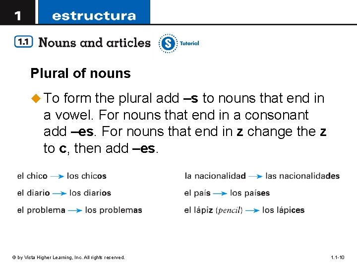 Plural of nouns u To form the plural add –s to nouns that end
