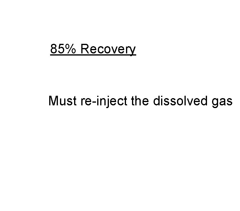 85% Recovery Must re-inject the dissolved gas 