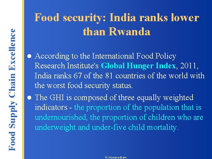 Food Supply Chain Excellence Food security: India ranks lower than Rwanda According to the