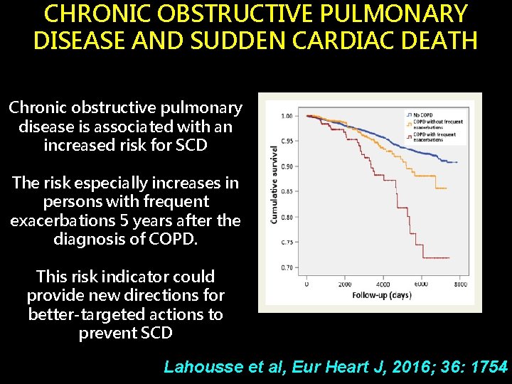 CHRONIC OBSTRUCTIVE PULMONARY DISEASE AND SUDDEN CARDIAC DEATH Chronic obstructive pulmonary disease is associated