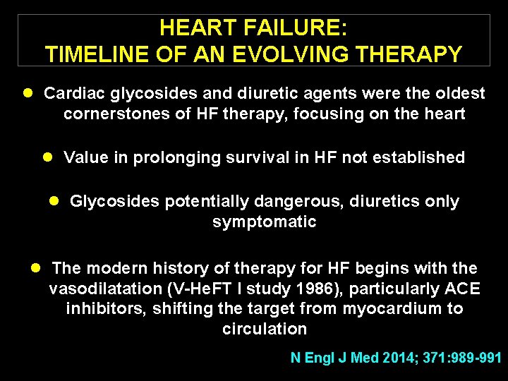 HEART FAILURE: TIMELINE OF AN EVOLVING THERAPY l Cardiac glycosides and diuretic agents were