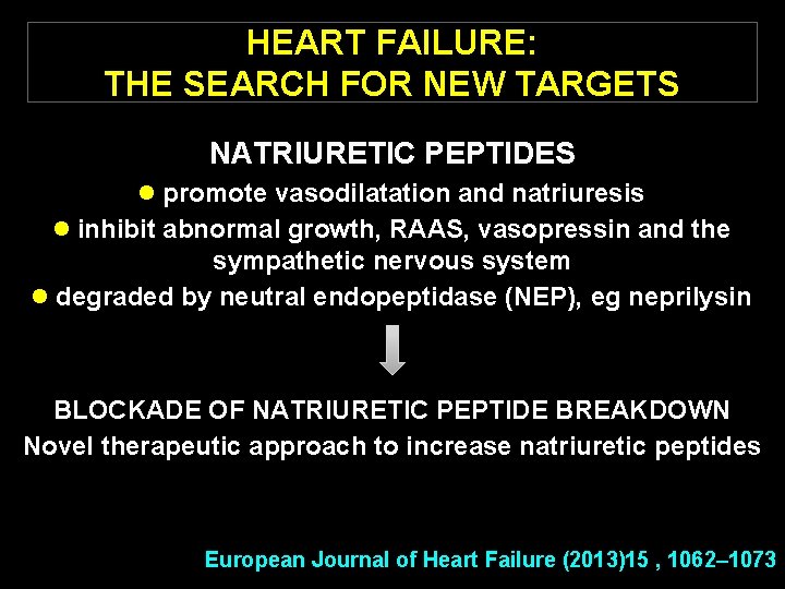 HEART FAILURE: THE SEARCH FOR NEW TARGETS NATRIURETIC PEPTIDES l promote vasodilatation and natriuresis