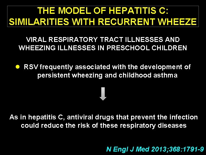 THE MODEL OF HEPATITIS C: SIMILARITIES WITH RECURRENT WHEEZE VIRAL RESPIRATORY TRACT ILLNESSES AND