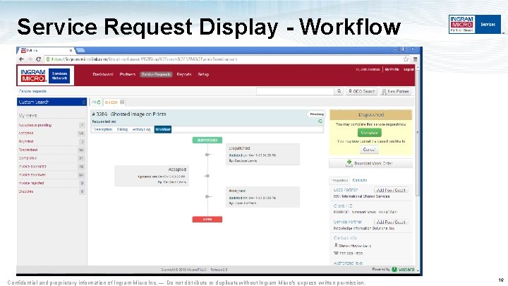 Service Request Display - Workflow Confidential and proprietary information of Ingram Micro Inc. — Service Request Display - Workflow Confidential and proprietary information of Ingram Micro Inc. —