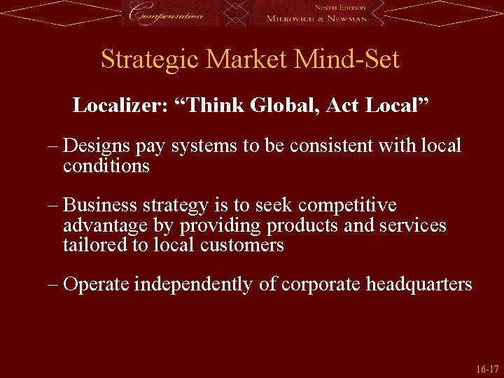 Strategic Market Mind-Set Localizer: “Think Global, Act Local” – Designs pay systems to be