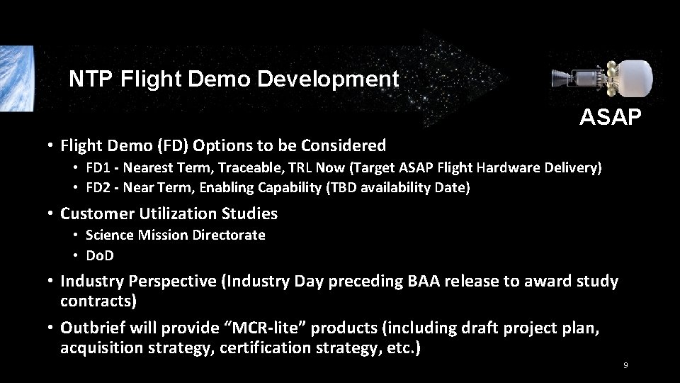 NTP Flight Demo Development ASAP • Flight Demo (FD) Options to be Considered •