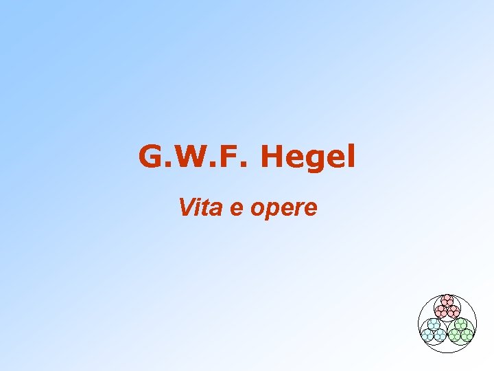 G. W. F. Hegel Vita e opere 