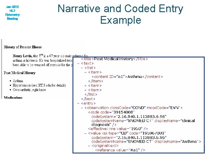 Jan 2012 HL 7 Cytometry Meeting Narrative and Coded Entry Example 26 / Harry