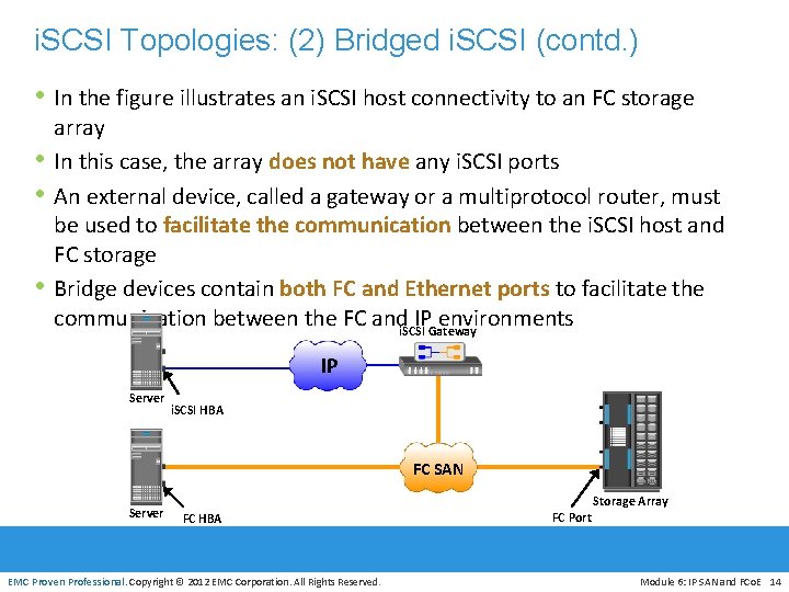 i. SCSI Topologies: (2) Bridged i. SCSI (contd. ) • In the figure illustrates