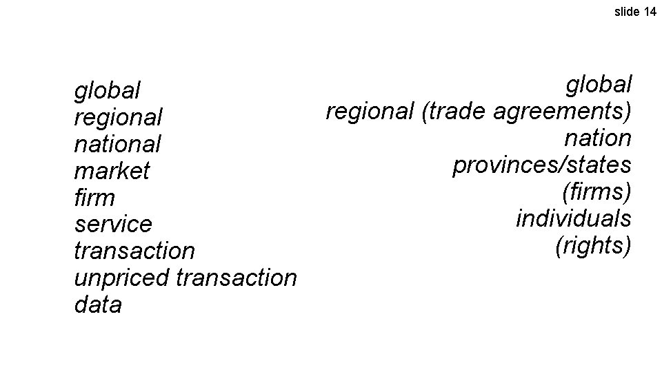 slide 14 global regional national market firm service transaction unpriced transaction data global regional