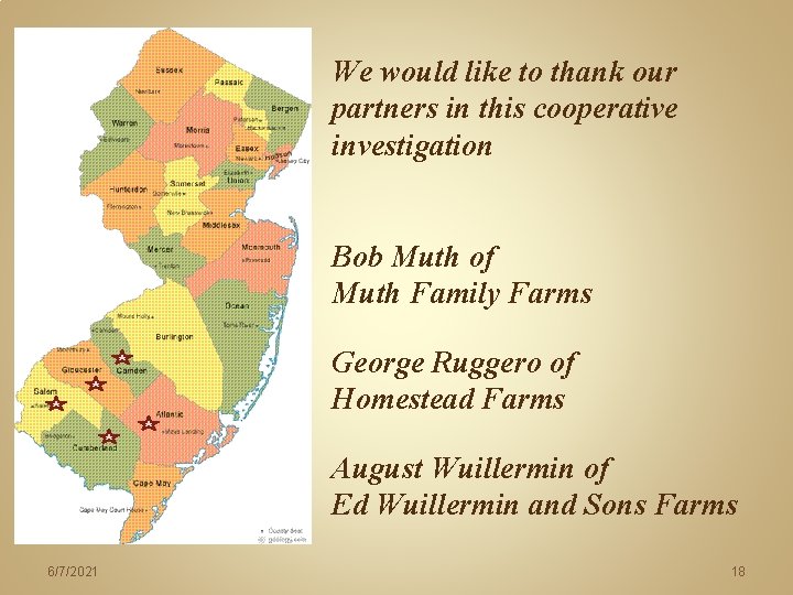We would like to thank our partners in this cooperative investigation Bob Muth of We would like to thank our partners in this cooperative investigation Bob Muth of