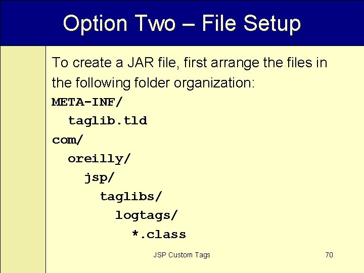 Option Two – File Setup To create a JAR file, first arrange the files