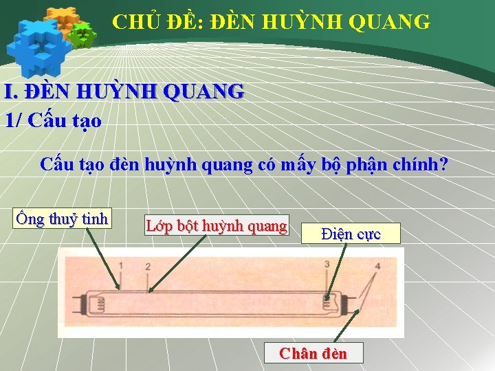 CHỦ ĐỀ: ĐÈN HUỲNH QUANG I. ĐÈN HUỲNH QUANG 1/ Cấu tạo đèn huỳnh