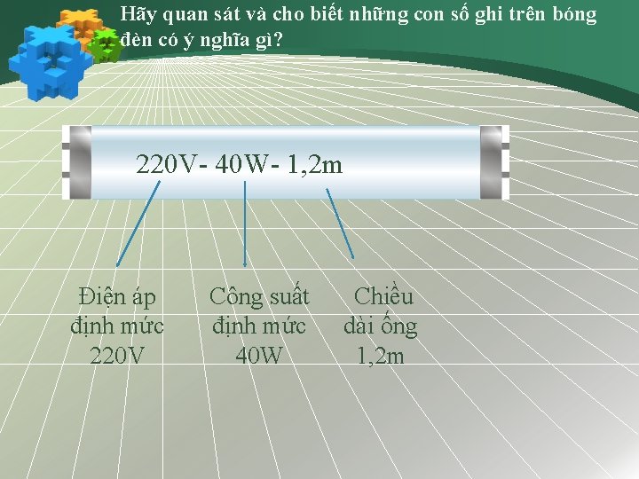 Hãy quan sát và cho biết những con số ghi trên bóng đèn có