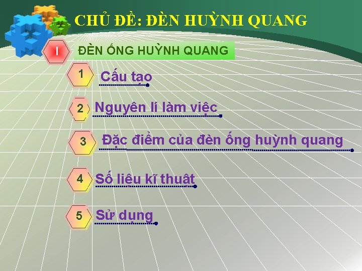 CHỦ ĐỀ: ĐÈN HUỲNH QUANG I ĐÈN ỐNG HUỲNH QUANG 1 Cấu tạo 2