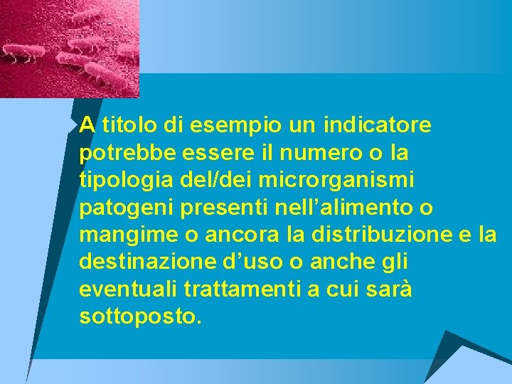 u. A titolo di esempio un indicatore potrebbe essere il numero o la tipologia