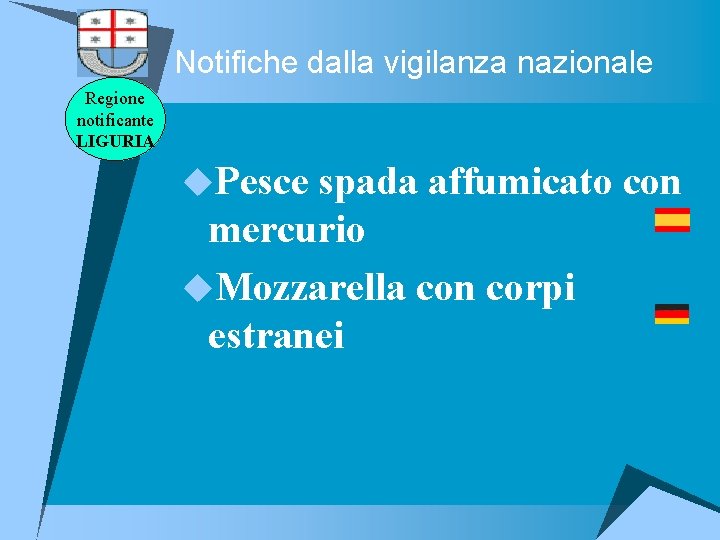 Notifiche dalla vigilanza nazionale Regione notificante LIGURIA u. Pesce spada affumicato con mercurio u.