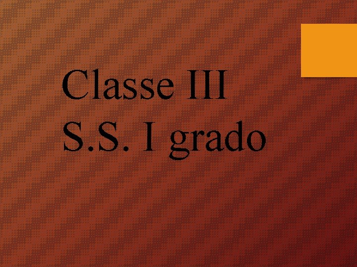 Classe III S. S. I grado Classe III S. S. I grado