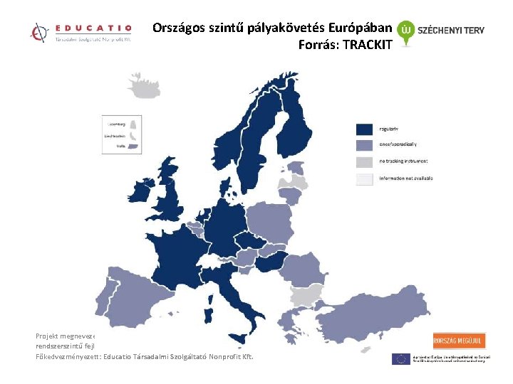 Országos szintű pályakövetés Európában Forrás: TRACKIT Projekt megnevezése: Felsőoktatási szolgáltatások rendszerszintű fejlesztése 2. ütem