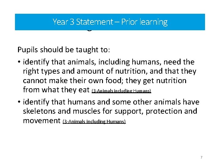 Year 3 Statement learning Prior Learning Year– Prior 3 statements Pupils should be taught