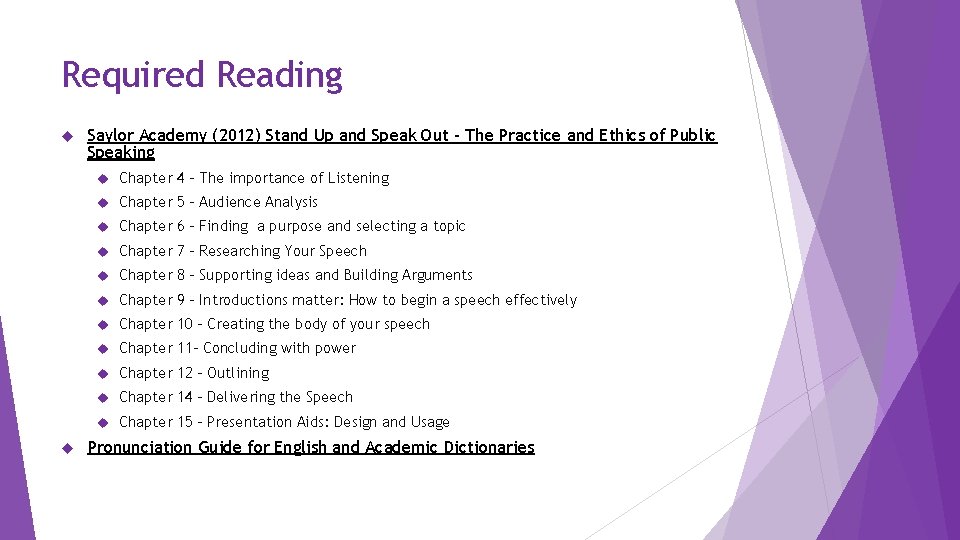 Required Reading Saylor Academy (2012) Stand Up and Speak Out – The Practice and
