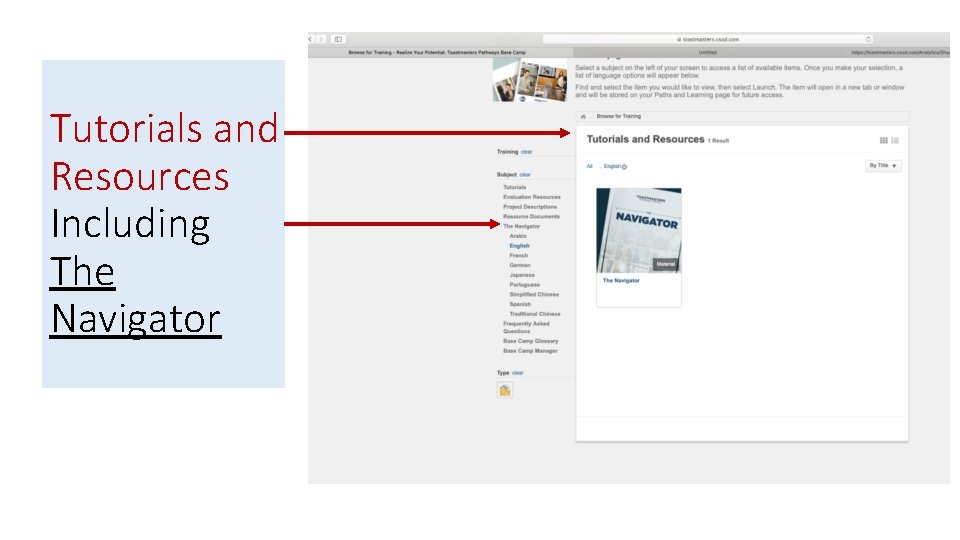 Tutorials and Resources Including The Navigator 