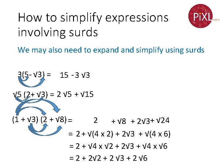 How to simplify expressions involving surds We may also need to expand simplify using How to simplify expressions involving surds We may also need to expand simplify using