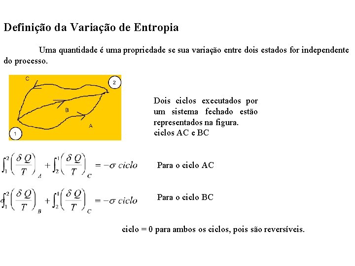 Definição da Variação de Entropia Uma quantidade é uma propriedade se sua variação entre Definição da Variação de Entropia Uma quantidade é uma propriedade se sua variação entre