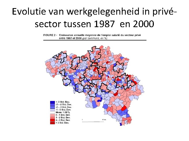 Evolutie van werkgelegenheid in privésector tussen 1987 en 2000 