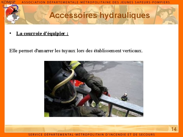 Accessoires hydrauliques • La courroie d'équipier : Elle permet d'amarrer les tuyaux lors des