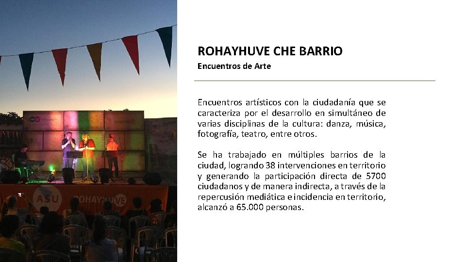 ROHAYHUVE CHE BARRIO Encuentros de Arte Encuentros artísticos con la ciudadanía que se caracteriza