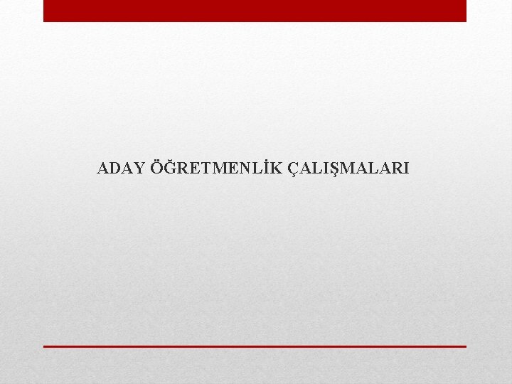 ADAY ÖĞRETMENLİK ÇALIŞMALARI 