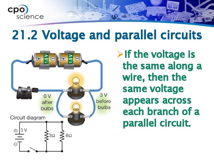 21. 2 Voltage and parallel circuits ØIf the voltage is the same along a
