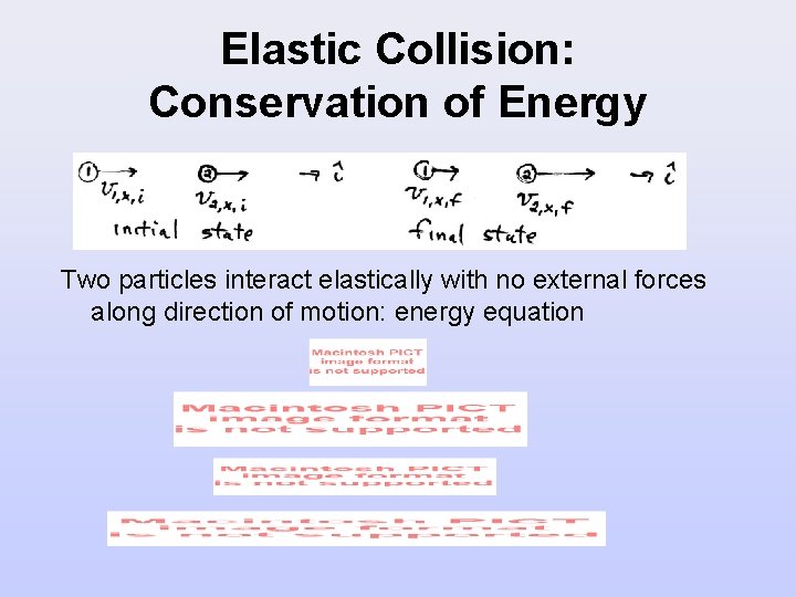 Elastic Collision: Conservation of Energy Two particles interact elastically with no external forces along