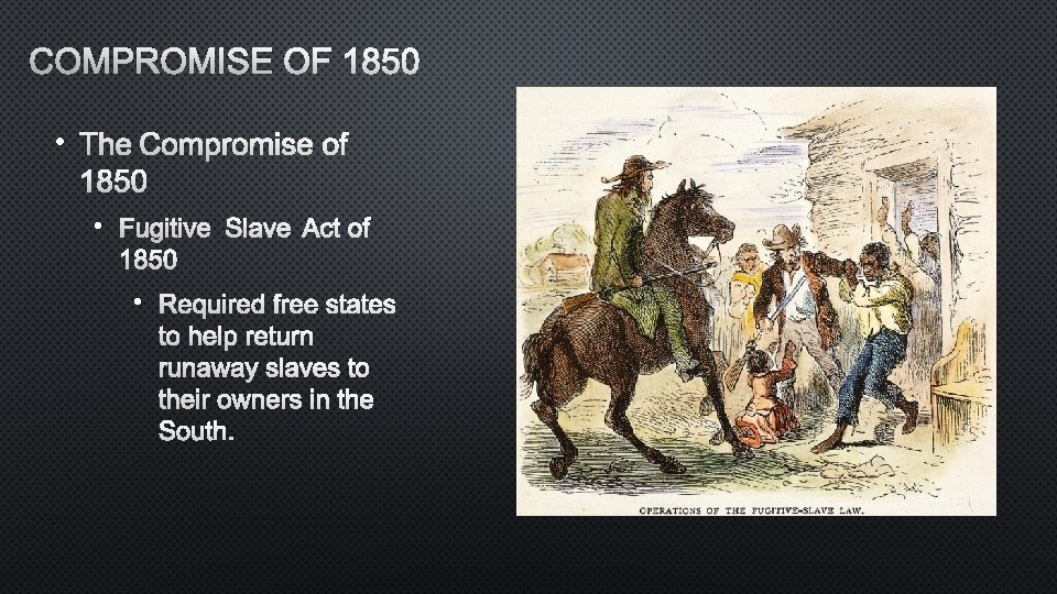 COMPROMISE OF 1850 • THE COMPROMISE OF 1850 • FUGITIVE SLAVE ACT OF 1850