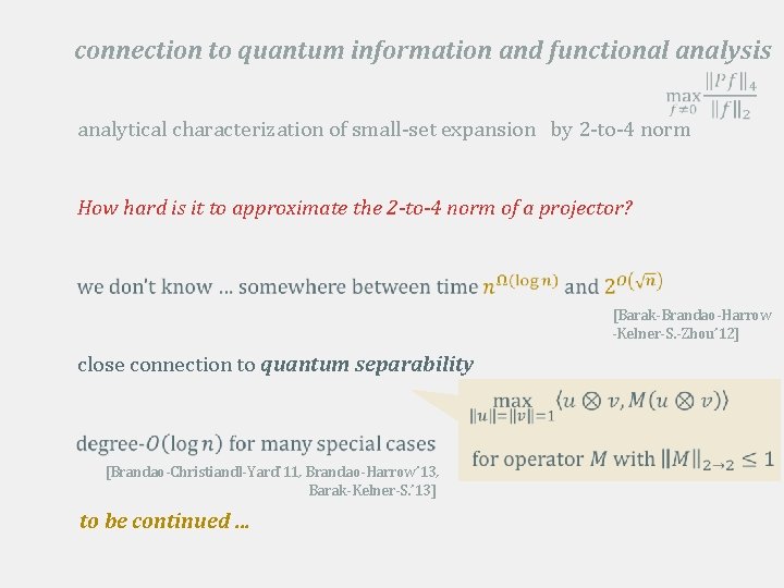 connection to quantum information and functional analysis analytical characterization of small-set expansion by 2