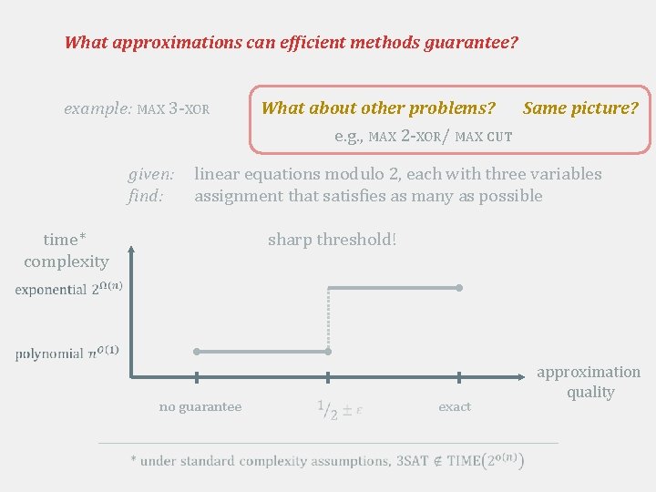 What approximations can efficient methods guarantee? example: MAX 3 -XOR What about other problems?