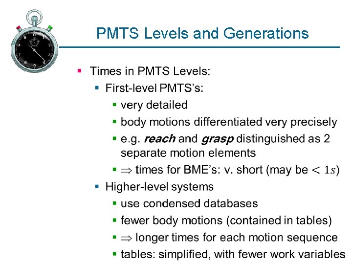 PMTS Levels and Generations § 