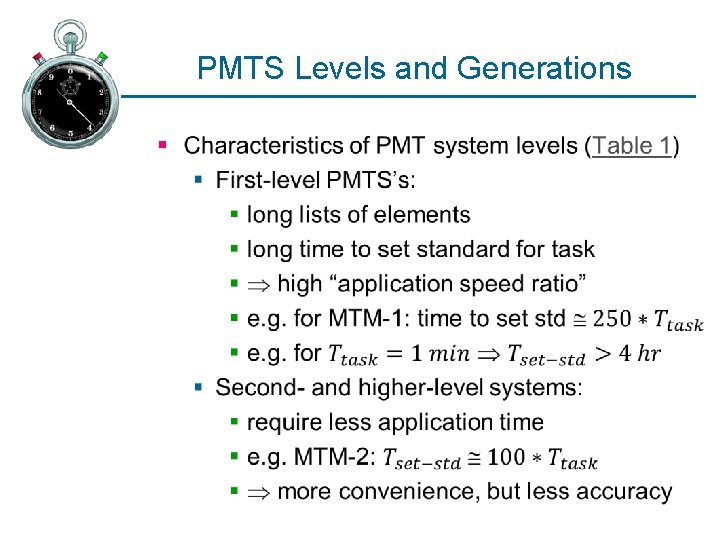 PMTS Levels and Generations § 