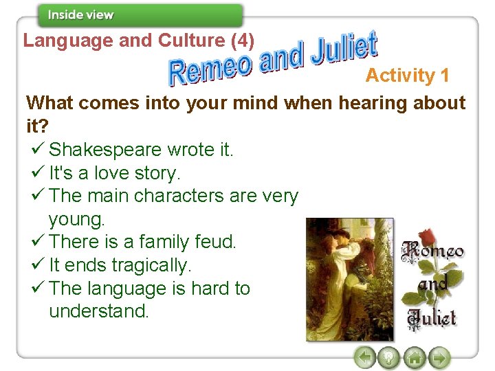 Language and Culture (4) Activity 1 What comes into your mind when hearing about