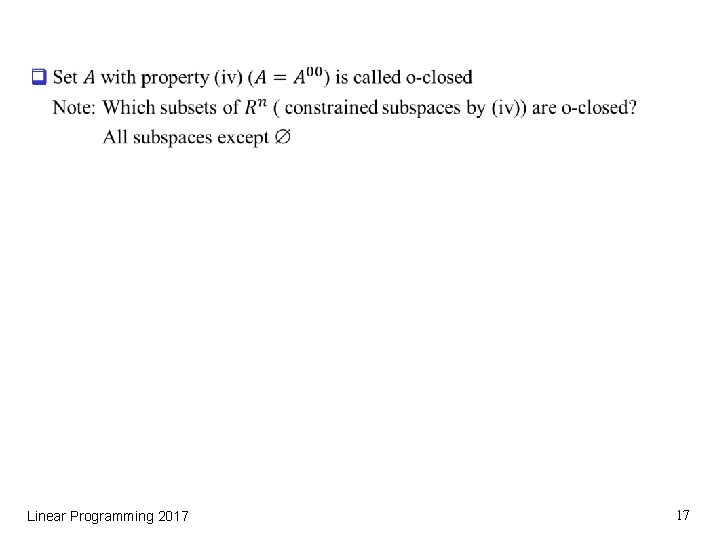 q Linear Programming 2017 17 