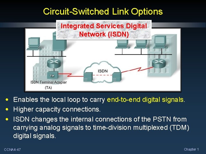 Circuit-Switched Link Options Integrated Services Digital Network (ISDN) • • • Enables the local Circuit-Switched Link Options Integrated Services Digital Network (ISDN) • • • Enables the local