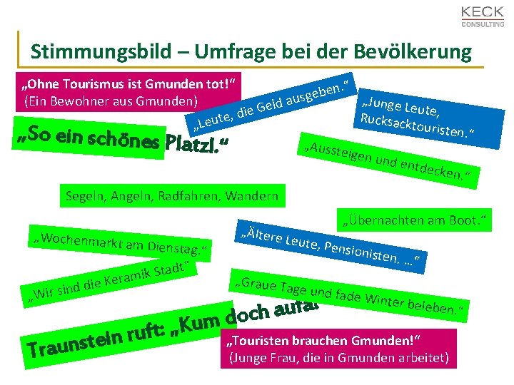Stimmungsbild – Umfrage bei der Bevölkerung „Ohne Tourismus ist Gmunden tot!“. “ n e