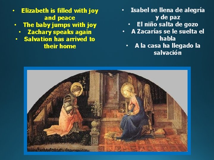 Elizabeth is filled with joy and peace • The baby jumps with joy •