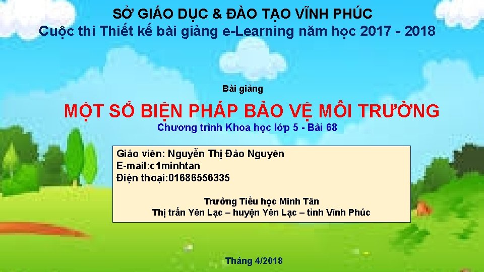 SỞ GIÁO DỤC & ĐÀO TẠO VĨNH PHÚC Cuộc thi Thiết kế bài giảng