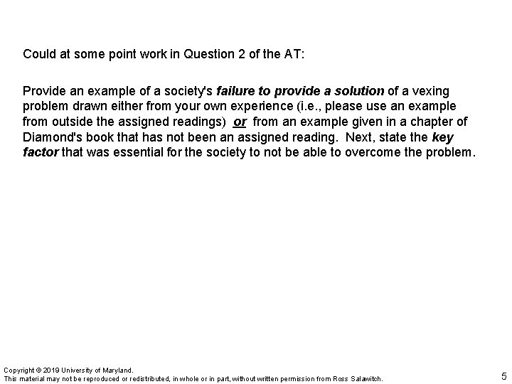 Could at some point work in Question 2 of the AT: Provide an example