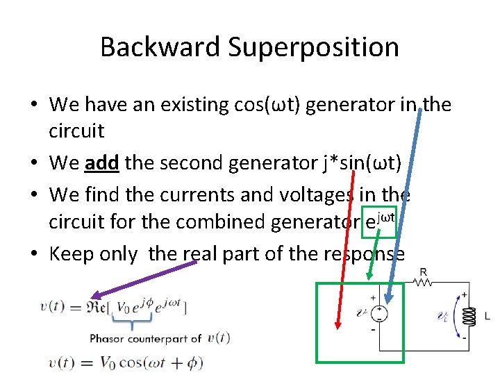 Backward Superposition • We have an existing cos(ωt) generator in the circuit • We