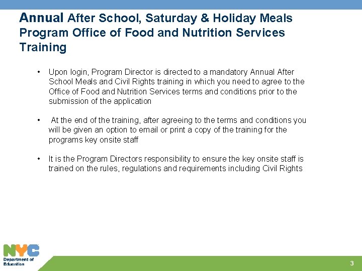 Annual After School, Saturday & Holiday Meals Program Office of Food and Nutrition Services