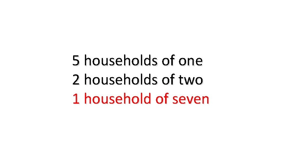 5 households of one 2 households 8 of two 1 household of seven 