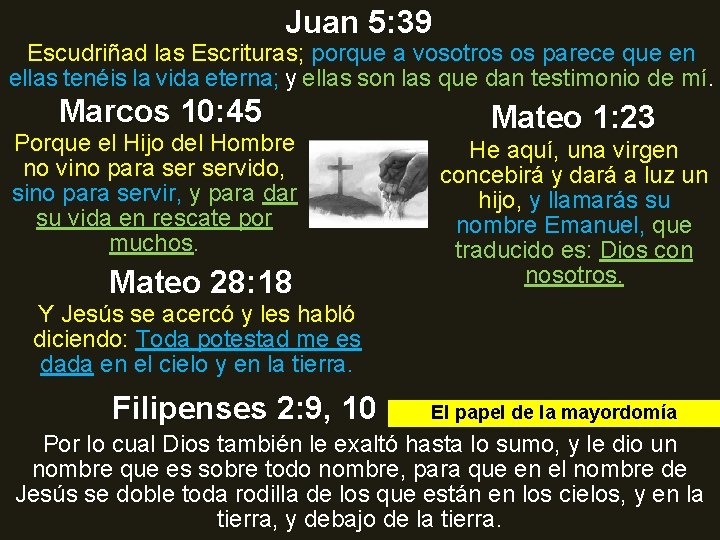 Juan 5: 39 Escudriñad las Escrituras; porque a vosotros os parece que en ellas